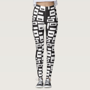 Symmetrisk vit geometrisk design med skarp, cirkel leggings