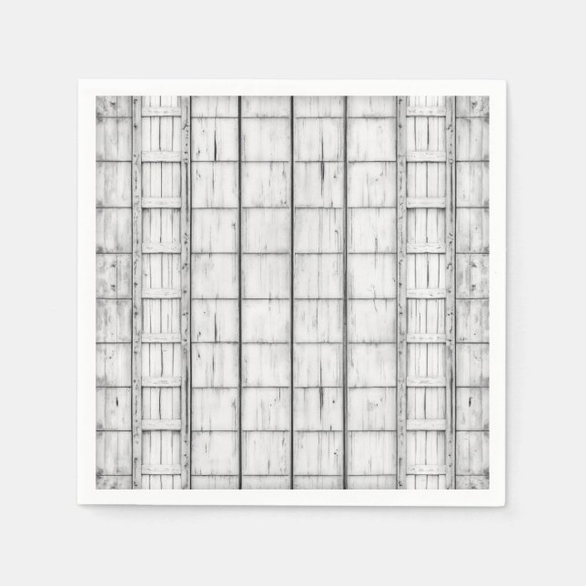 Symmetrisk Whitewaschad Wood Mönster Pappersservett (Framsidan)
