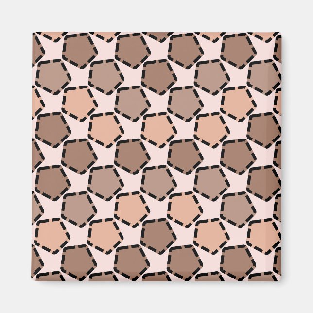 Symmetriska bruna pentagoner med streckade kanter magnet (Framsidan)