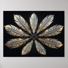 Symmetriska fjädrar: Golden & Silver Elegance Poster