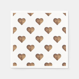 Symmetriska Stora Rustika Bruna Trähjärtan Pappersservett