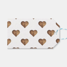 Symmetriska Stora Rustika Bruna Trähjärtan Presentetikett