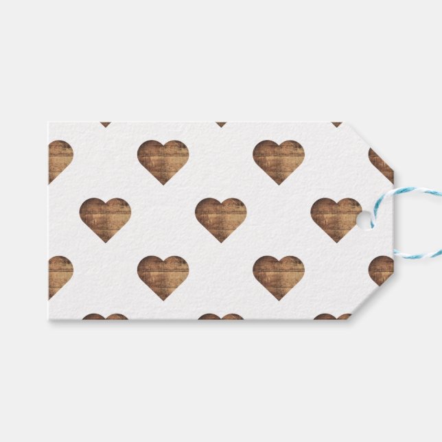 Symmetriska Stora Rustika Bruna Trähjärtan Presentetikett (Framsidan (Horisontell))