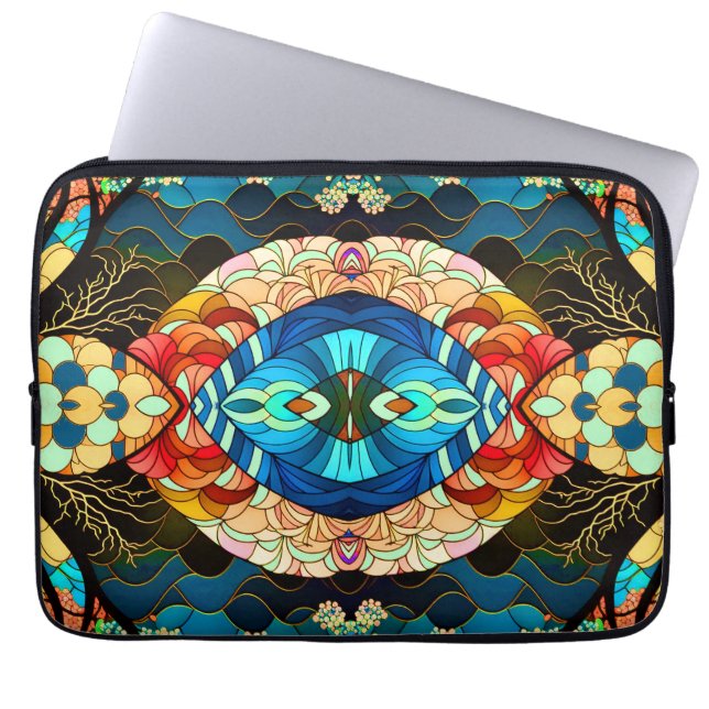 SYMMETRISKT SKOGSJAPANSK KONSTSTIL LAPTOP FODRAL (Framsidan)