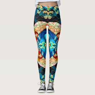 SYMMETRISKT SKOGSJAPANSK KONSTSTIL LEGGINGS