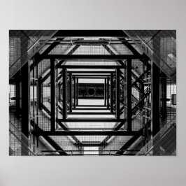 Symmetry Black and White inom industriell arkitekt Poster