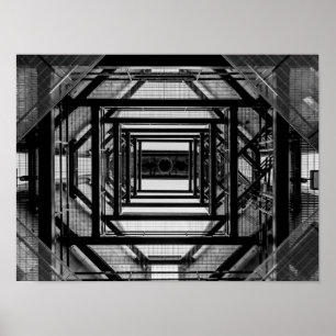 Symmetry Black and White inom industriell arkitekt Poster