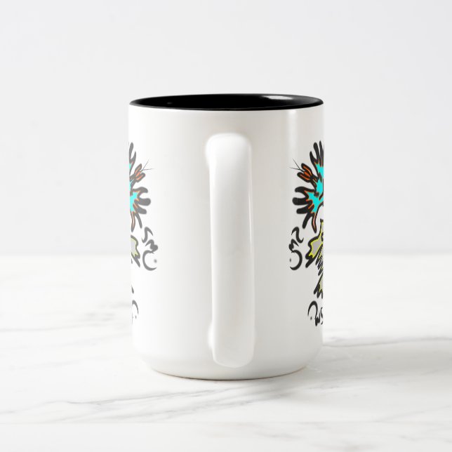 Symmetry Tribal Blå Två-Tonad Mugg (Handtag)