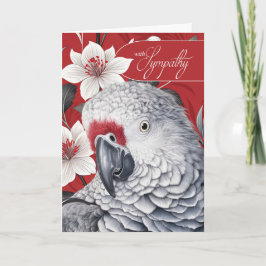 Sympathy African Grey Parrot Red and White Lilies Kort