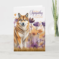 Sympathy Akita Hund Lila Wildblomme Meadow