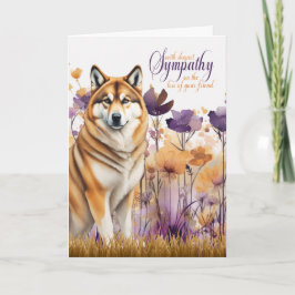 Sympathy Akita Hund Lila Wildblomme Meadow Kort