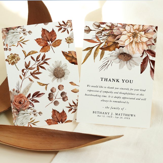 Sympathy Autumn Fall Blooms Funeral  Tack Kort (Skapare uppladdad)