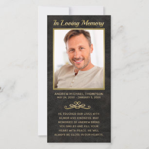 Sympathy Black Leather Guld Photo Funeral Prayer