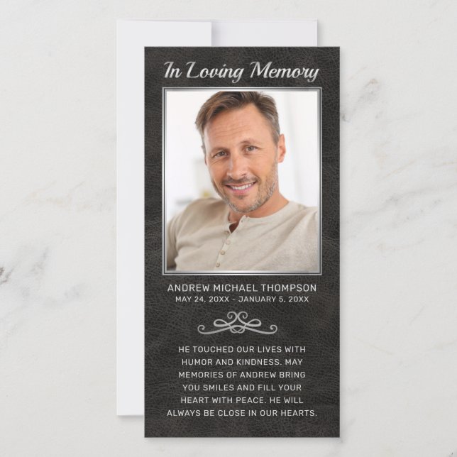 Sympathy Black Leather Silver Photo Funeral Prayer (Framsida)