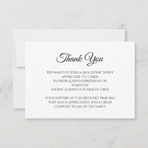 Sympathy Black Script - enkelt funktionellt tack Inbjudningar