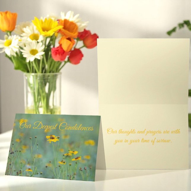 Sympathy Blommigt Vild Flower Scenery Photography Kort (front and inside cover template greeting card)