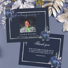 Sympathy blue blommigt-fototackkort
