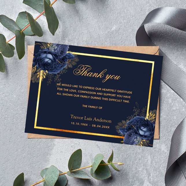 Sympathy blue guld blommigt enkel (Skapare uppladdad)