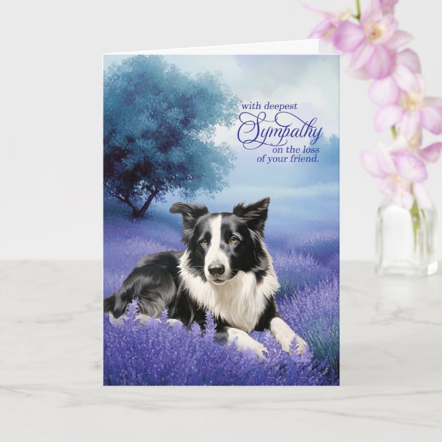 Sympathy Border Collie Dog Lavender Meadow Kort (Orkide)