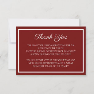 Sympathy Burgundy Simple Funeral Tack Inbjudningar