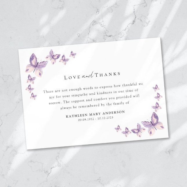 Sympathy Butterflies Funeral Tack Kort (Skapare uppladdad)