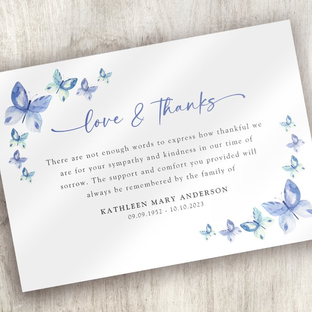 Sympathy Butterflies Funeral Tack Kort (Skapare uppladdad)