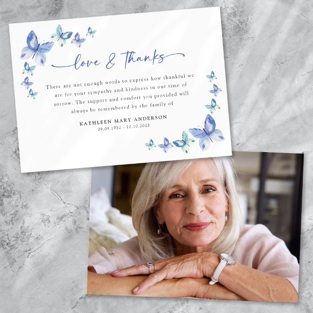 Sympathy Butterflies Photo Funeral Tack Kort (Skapare uppladdad)