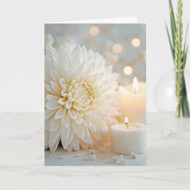 Sympathy Candle och White Chrysanthemum Kort (Framsida)