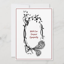 Sympathy Card Deepest Black Blommigt Mörk Red Ram