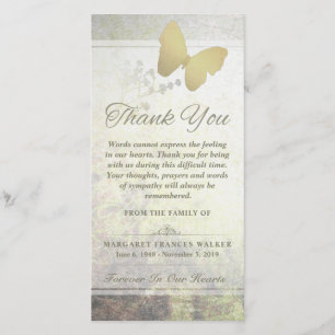 Sympathy Card för Tack av gyllene fjäril Kort