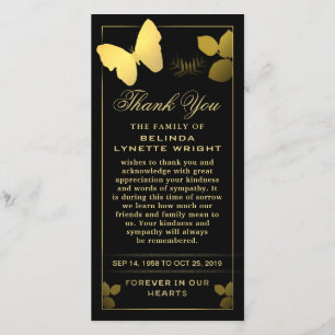 Sympathy Card för Tack av gyllene fjäril Kort