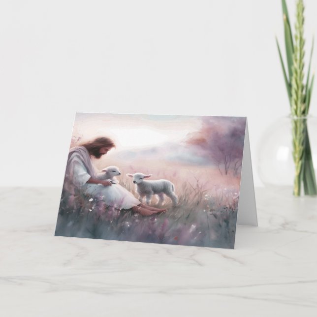 Sympathy Card Lord Jesus och lamm Kort (Framsida)