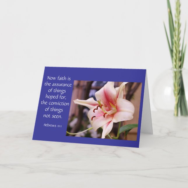 Sympathy Card Rosa Lily Bloom Bible verse on Trust Kort (Framsida)