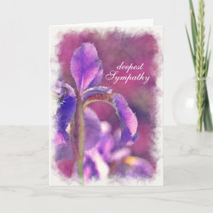 Sympathy Card Watercolor Lila Iris Thoughtam Kort