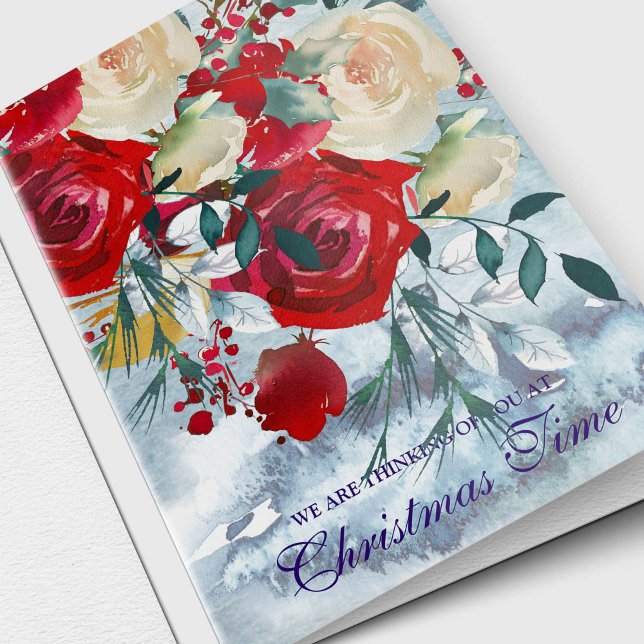 Sympathy Cards jul | Juli Bouquet Helgkort (Winter Floral Bouquet Remembrance Memorial Sympathy Thinking of You Christmas Card)