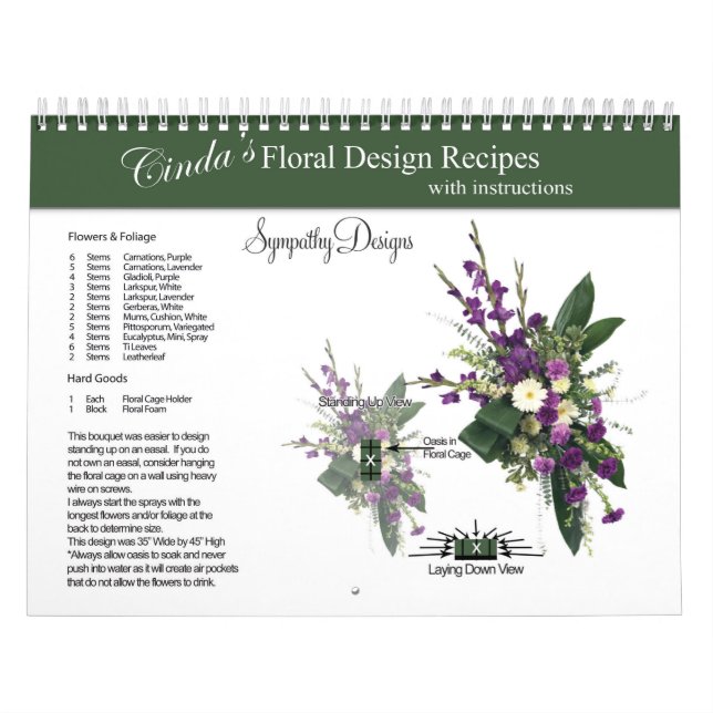 Sympathy Cindas Blommigt Design Rececipes Calendar Kalender (Omslag)