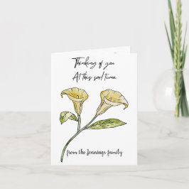 Sympathy Condolence Card Calla Lilies Editable Kort
