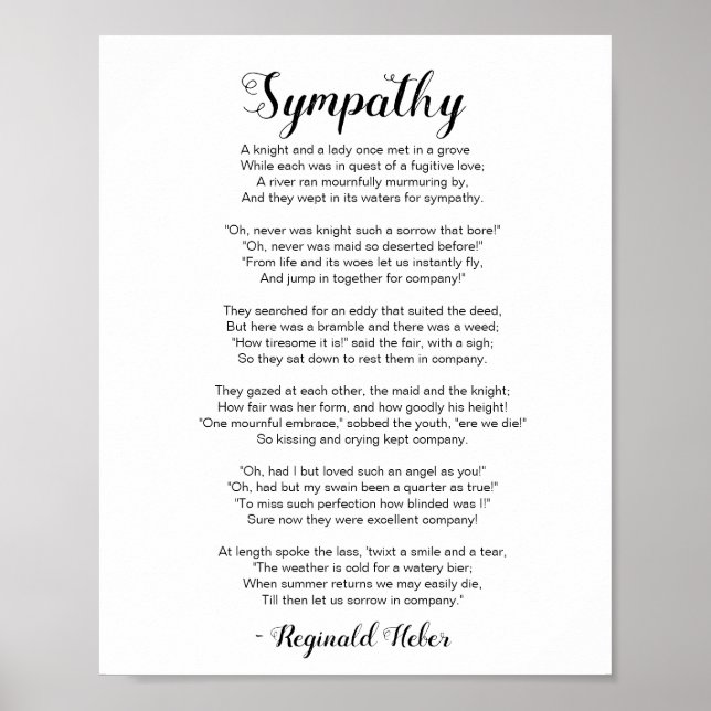Sympathy Dikt by Reginald Heber Poster (Framsidan)