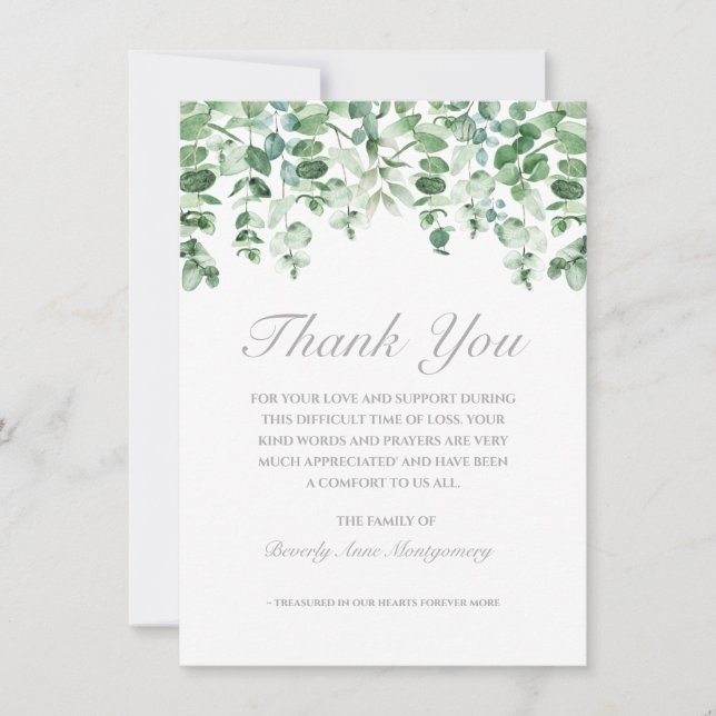 Sympathy Eucalyptus Watercolor Greenery Tack (Framsida)