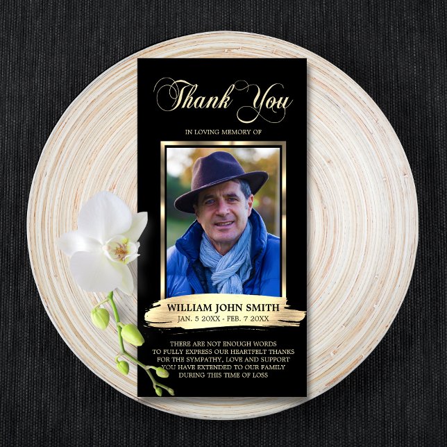 Sympathy Funeral Memorial TACK Photo Black (Sympathy Funeral Memorial THANK YOU Photo Black Gold. Masculine, Man, Men)