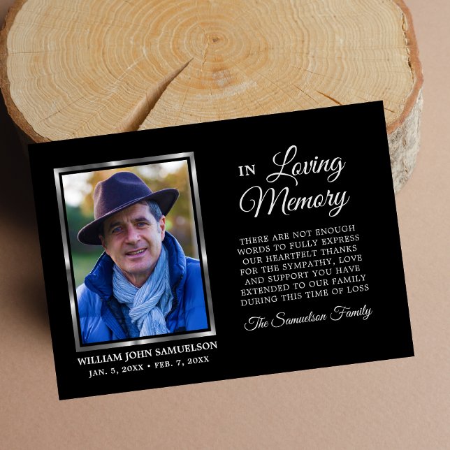 Sympathy Funeral Memory Black TACK Photo Kort (Skapare uppladdad)
