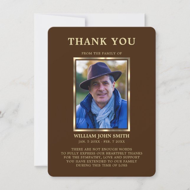 Sympathy Funeral Memory TACK Photo Brown Kort (Framsida)
