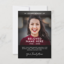 Sympathy Funeral Memory Tack Photo Card Inbjudningar