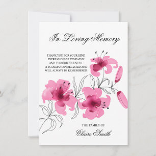 Sympathy Funeral TACK Lily Blommigt PHOTO Kort