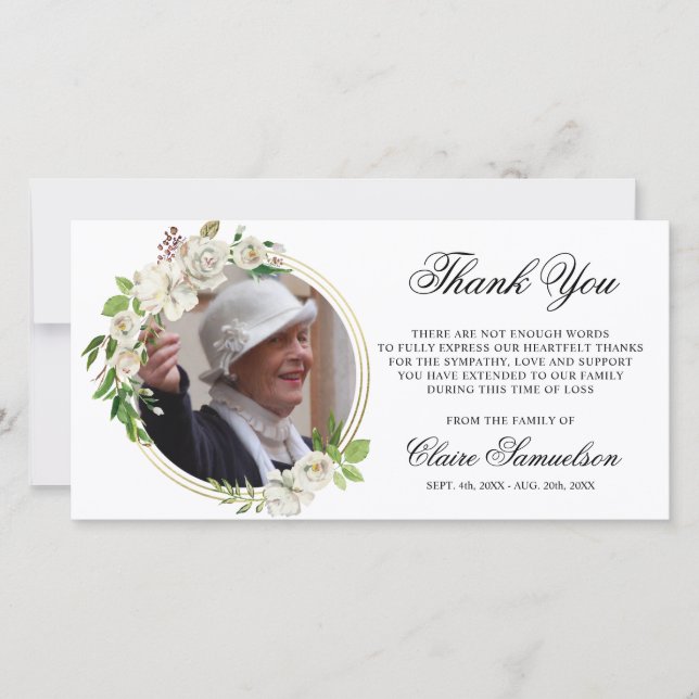 Sympathy Funeral TACK Watercolor Blommigt PHOTO (Framsida)