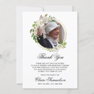 Sympathy Funeral TACK Watercolor Blommigt PHOTO Kort