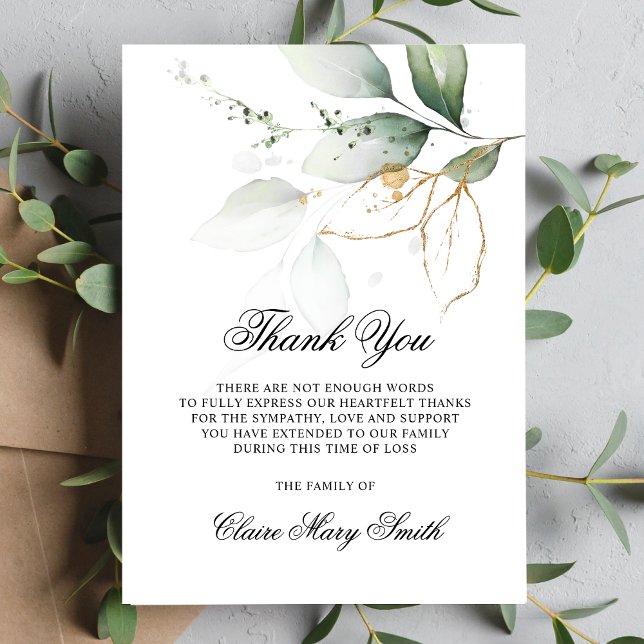 Sympathy Funeral TACK Watercolor Greenery (Skapare uppladdad)
