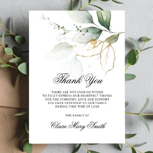 Sympathy Funeral TACK Watercolor Greenery Kort