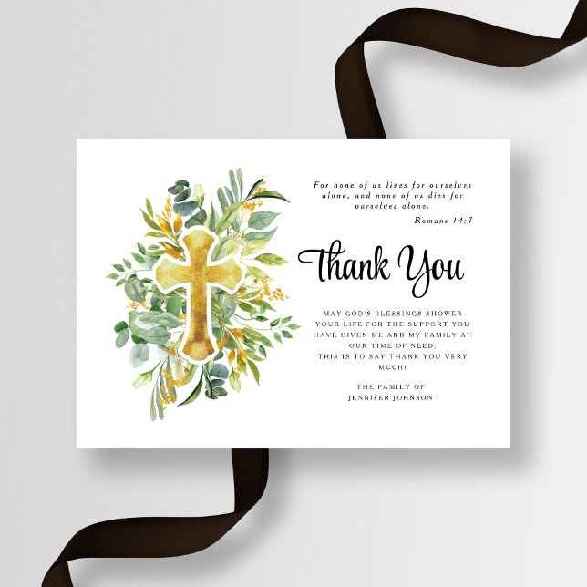 Sympathy Greenery Kor Funeral Tack Kort (Sympathy Greenery Cross Funeral Thank You Card)