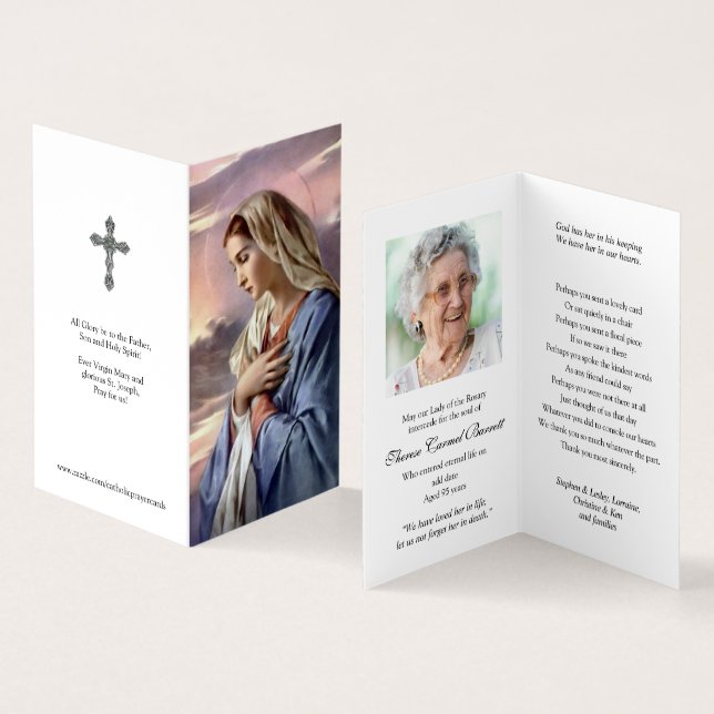 Sympathy Heliga Cards Mary | Heliga Mor Visitkort (In- och utsida)
